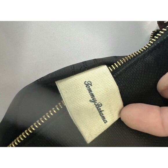 Tommy Bahama Black Linen Crossbody Bag Beige Outer Pocket Shoulder Bag Purse EUC - Picture 8 of 14